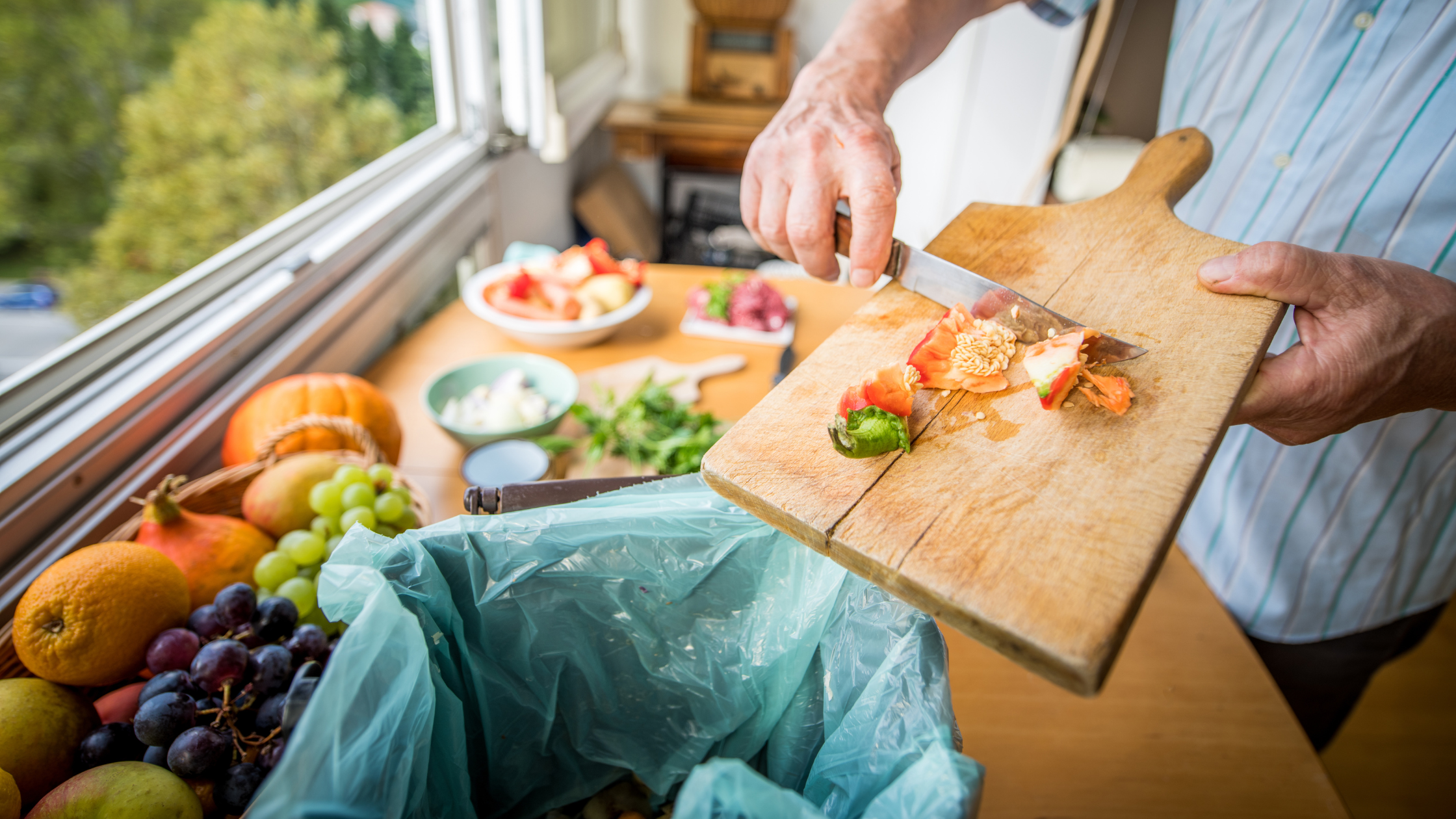 Compost food waste from cooking.